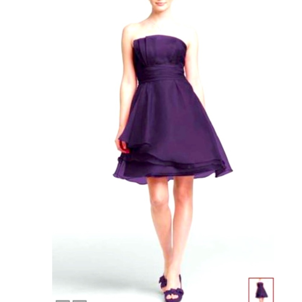 David’s Bridal Lapis Organza Short Strapless Dress